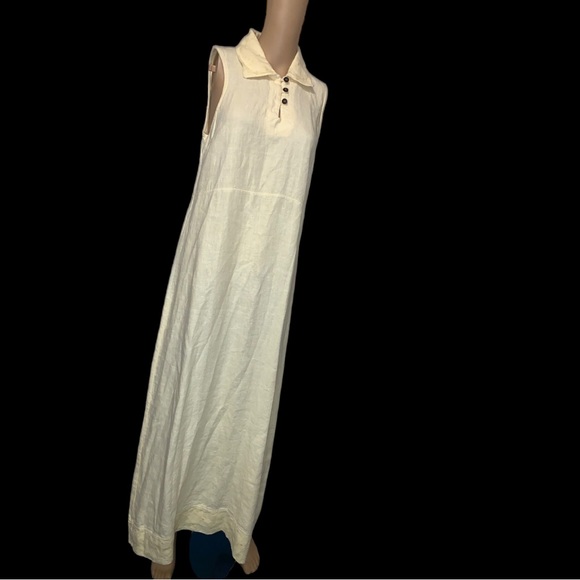 AlyWear 100% Linen Yellow Maxi Bohemian Sleeveless Dress, Size Small - Picture 6 of 16